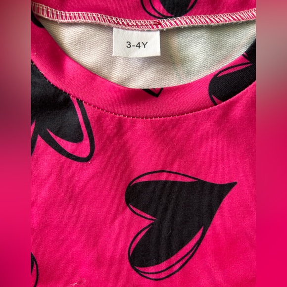 Toddler Girls Hot Pink With Black Hearts Valentines Day Sweater ๐ - Picture 4 of 6